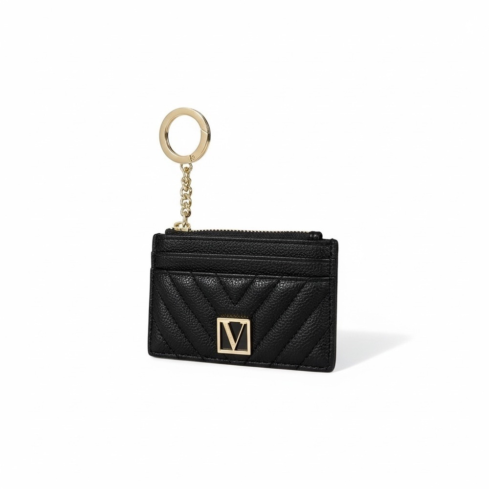 Victoriaβs Secret Black Quilted Card Holder with Gold Accent